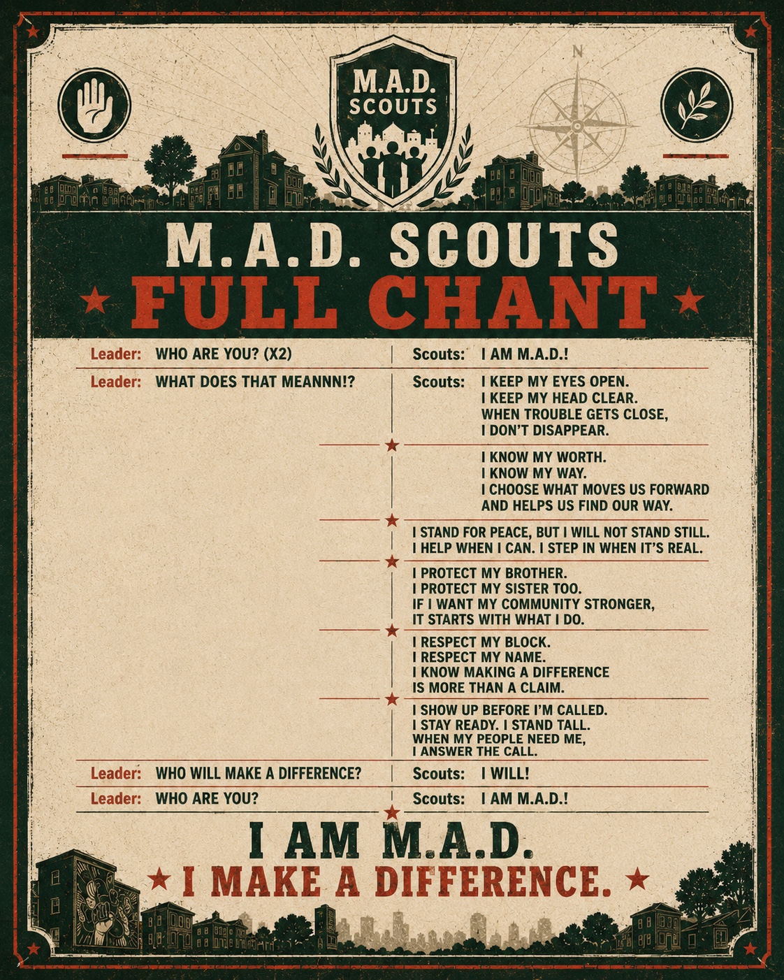 M.A.D. Scouts full chant and creed poster